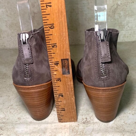 Eileen Fisher Brown Ann Tumbled Nubuck Leather Sandal Zip Back Block Heels - Picture 3 of 9